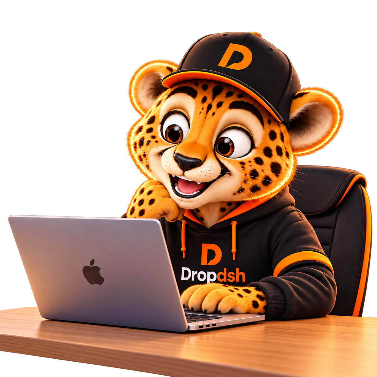 Dropdsh Cheetah at Laptop
